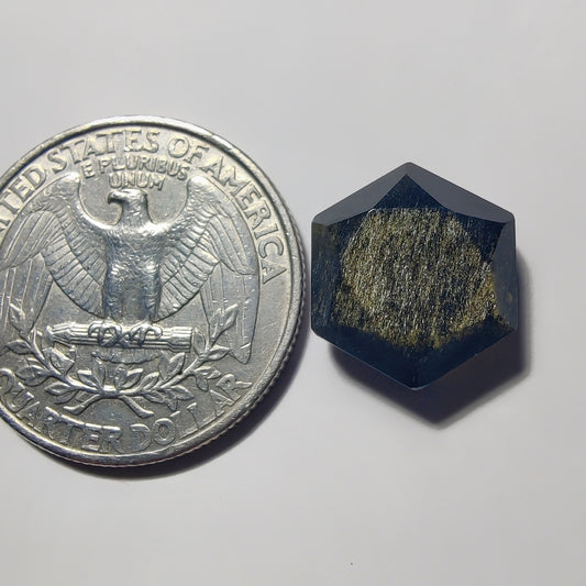 Faceted Hexagon Golden Obsidian gemstone cabochon - natural crystal healing stone for jewelry making by Gemivra