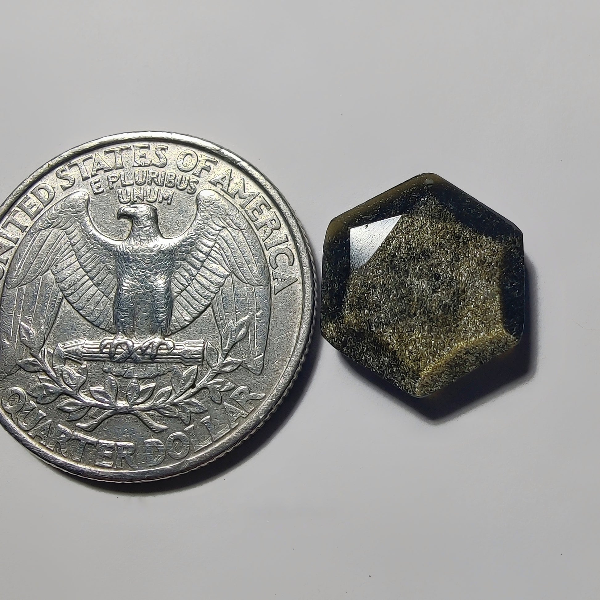 Faceted Hexagon Golden Obsidian gemstone cabochon - natural crystal healing stone for jewelry making by Gemivra