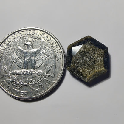 Faceted Hexagon Golden Obsidian gemstone cabochon - natural crystal healing stone for jewelry making by Gemivra