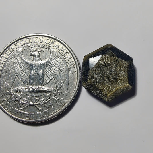 Faceted Hexagon Golden Obsidian gemstone cabochon - natural crystal healing stone for jewelry making by Gemivra