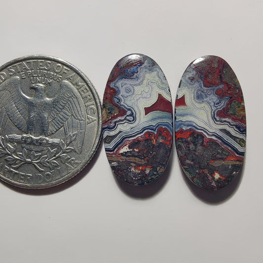 Crazy Lace Agate Pair gemstone cabochon - natural crystal healing stone for jewelry making by Gemivra