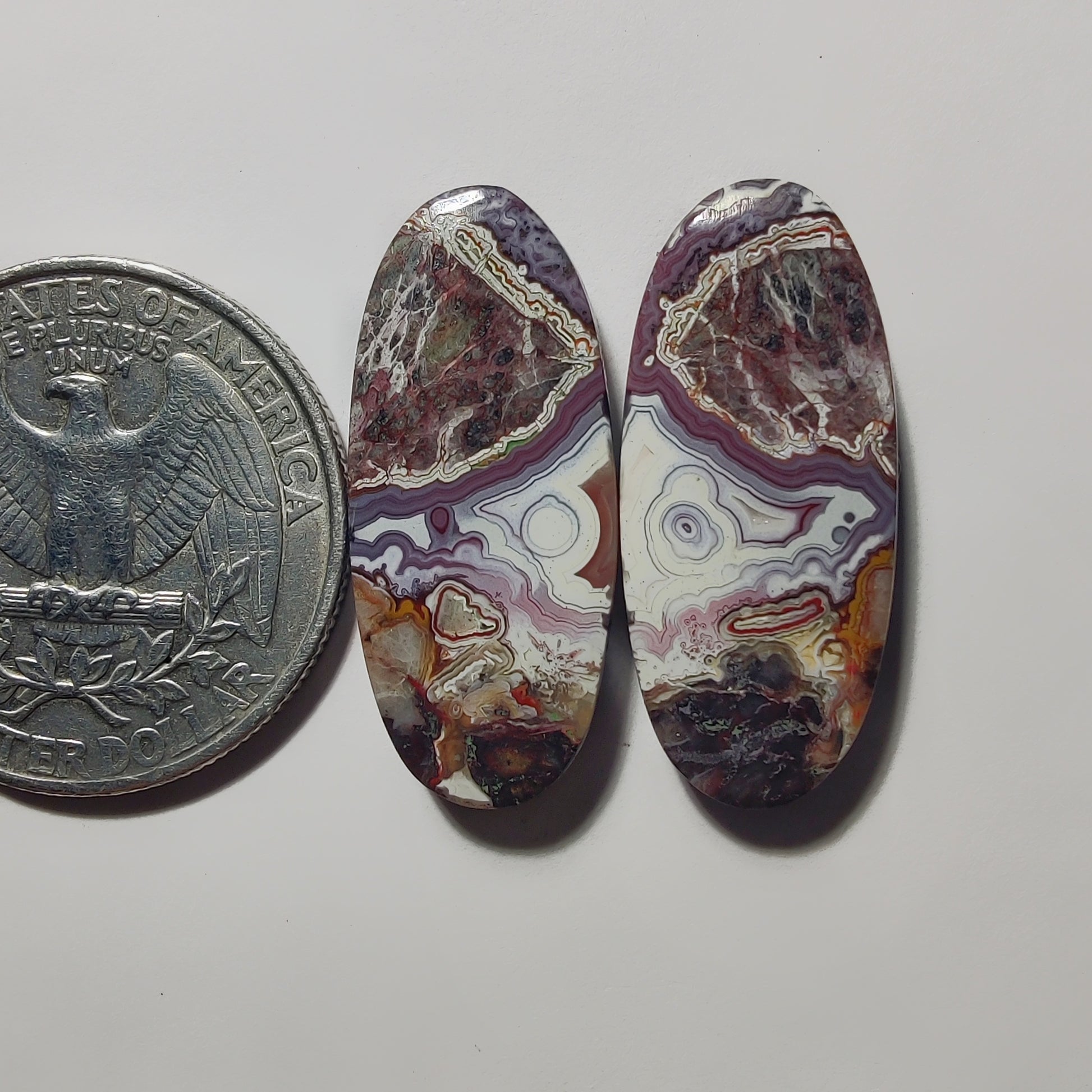 Crazy Lace Agate Pair gemstone cabochon - natural crystal healing stone for jewelry making by Gemivra