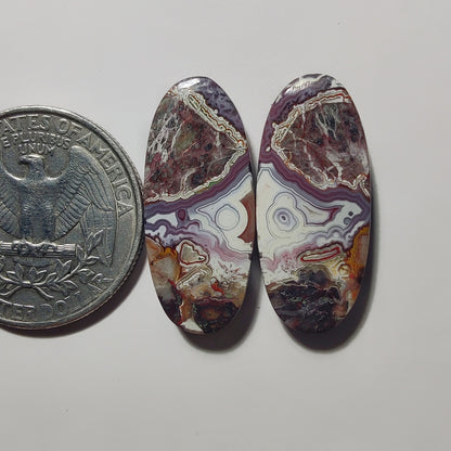 Crazy Lace Agate Pair gemstone cabochon - natural crystal healing stone for jewelry making by Gemivra