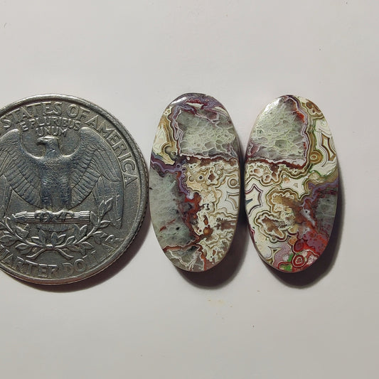 Crazy Lace Agate Pair gemstone cabochon - natural crystal healing stone for jewelry making by Gemivra