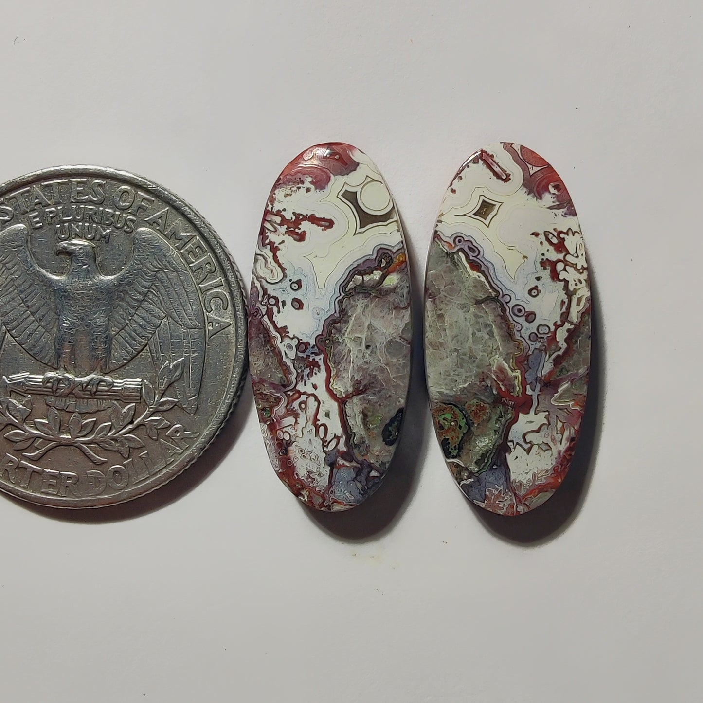Crazy Lace Agate Pair gemstone cabochon - natural crystal healing stone for jewelry making by Gemivra