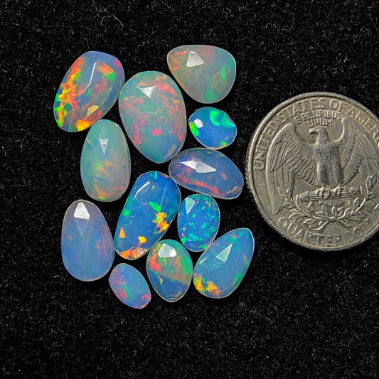 Rose Cut Ethiopian Opal Lot gemstone cabochon - natural crystal healing stone for jewelry making by Gemivra