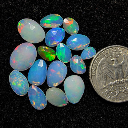 Rose Cut Ethiopian Opal Lot gemstone cabochon - natural crystal healing stone for jewelry making by Gemivra