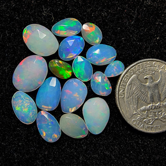 Rose Cut Ethiopian Opal Lot gemstone cabochon - natural crystal healing stone for jewelry making by Gemivra
