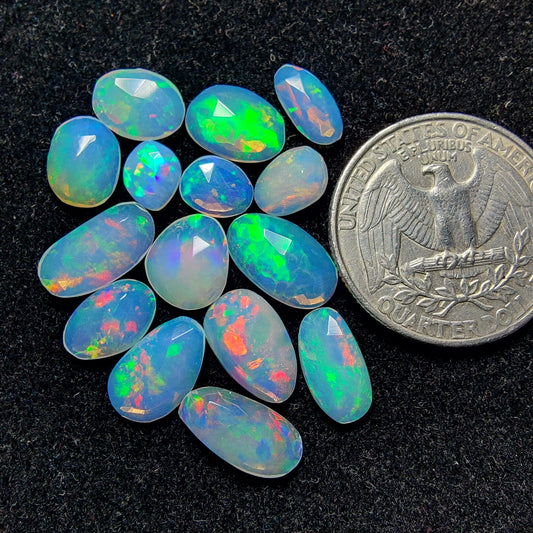 Rose Cut Ethiopian Opal Lot gemstone cabochon - natural crystal healing stone for jewelry making by Gemivra