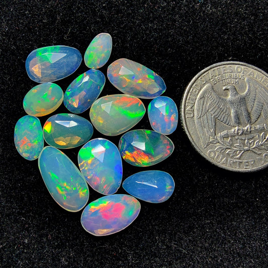 Rose Cut Ethiopian Opal Lot gemstone cabochon - natural crystal healing stone for jewelry making by Gemivra