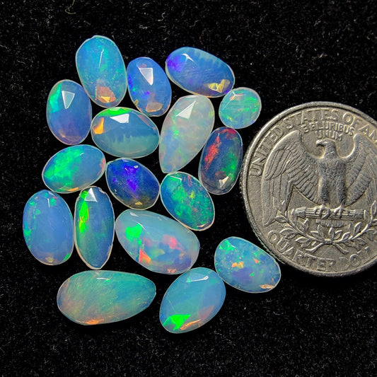Rose Cut Ethiopian Opal Lot gemstone cabochon - natural crystal healing stone for jewelry making by Gemivra
