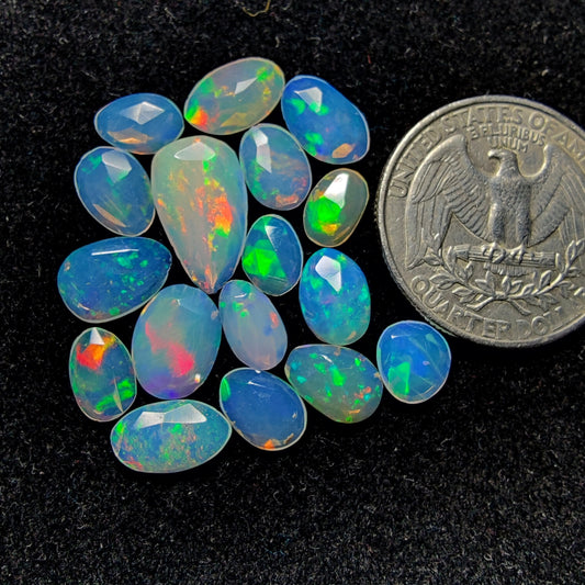 Rose Cut Ethiopian Opal Lot gemstone cabochon - natural crystal healing stone for jewelry making by Gemivra