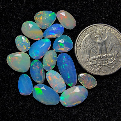 Rose Cut Ethiopian Opal Lot gemstone cabochon - natural crystal healing stone for jewelry making by Gemivra