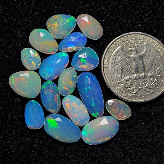 Rose Cut Ethiopian Opal Lot gemstone cabochon - natural crystal healing stone for jewelry making by Gemivra