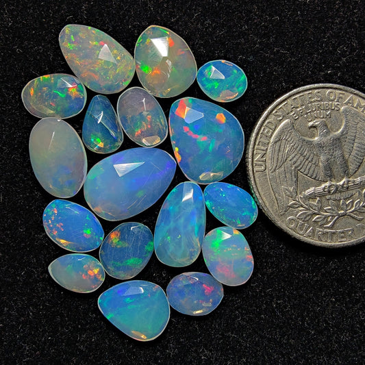 Rose Cut Ethiopian Opal Lot gemstone cabochon - natural crystal healing stone for jewelry making by Gemivra