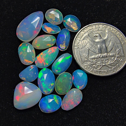 Rose Cut Ethiopian Opal Lot gemstone cabochon - natural crystal healing stone for jewelry making by Gemivra