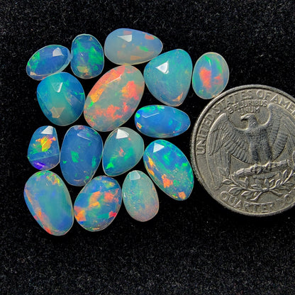 Rose Cut Ethiopian Opal Lot gemstone cabochon - natural crystal healing stone for jewelry making by Gemivra