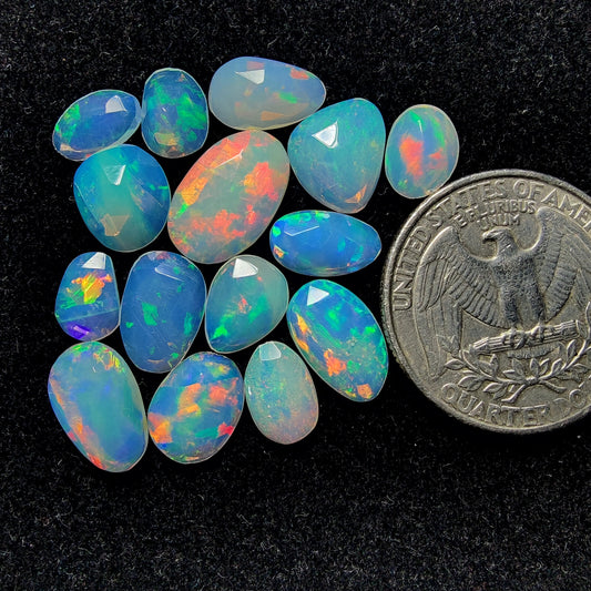 Rose Cut Ethiopian Opal Lot gemstone cabochon - natural crystal healing stone for jewelry making by Gemivra