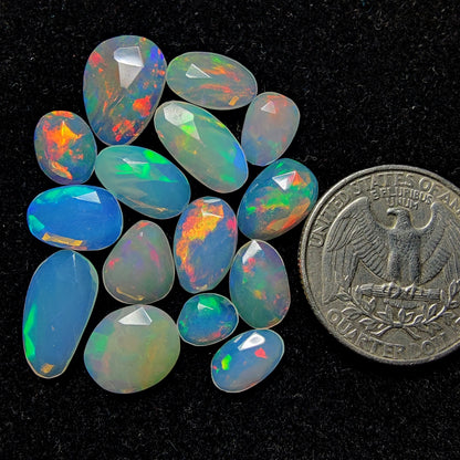 Rose Cut Ethiopian Opal Lot gemstone cabochon - natural crystal healing stone for jewelry making by Gemivra