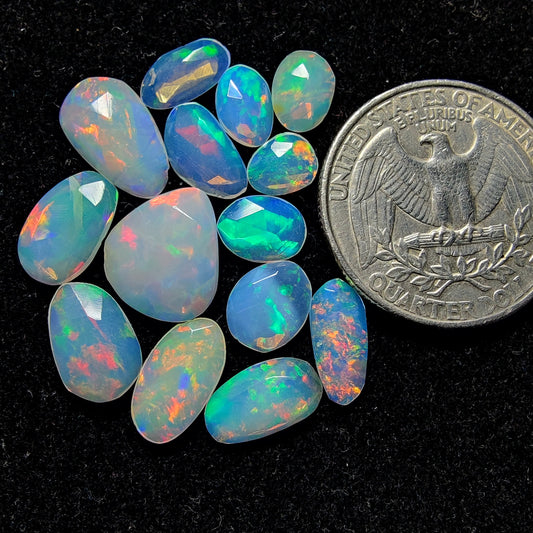 Rose Cut Ethiopian Opal Lot gemstone cabochon - natural crystal healing stone for jewelry making by Gemivra