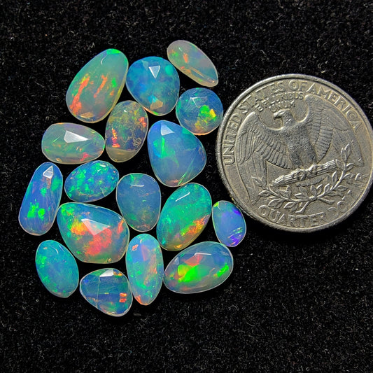 Rose Cut Ethiopian Opal Lot gemstone cabochon - natural crystal healing stone for jewelry making by Gemivra