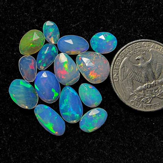 Rose Cut Ethiopian Opal Lot gemstone cabochon - natural crystal healing stone for jewelry making by Gemivra