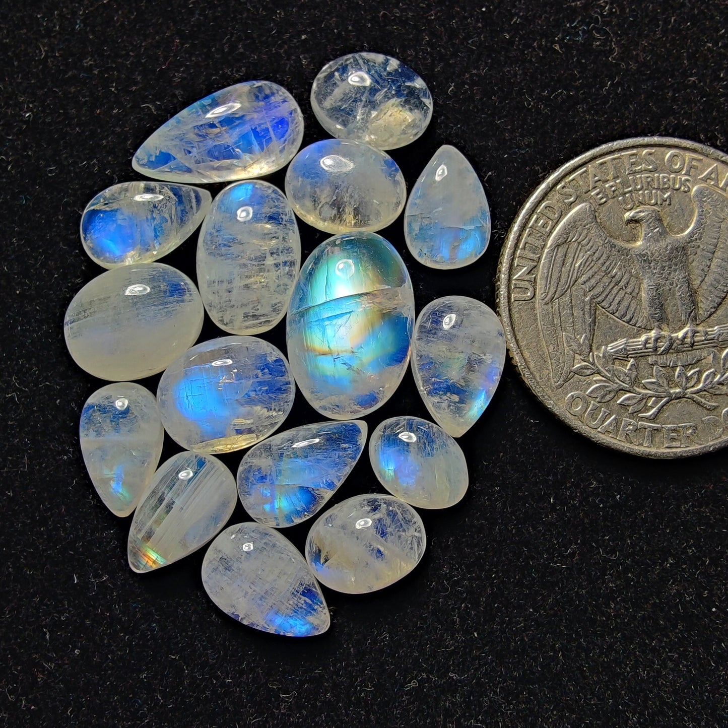 Rainbow Moonstone Lot gemstone cabochon - natural crystal healing stone for jewelry making by Gemivra