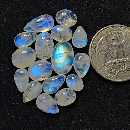 Rainbow Moonstone Lot gemstone cabochon - natural crystal healing stone for jewelry making by Gemivra