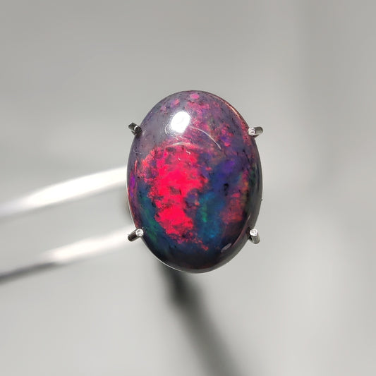 Natural Black Ethiopian Opal Cabochon gemstone cabochon - natural crystal healing stone for jewelry making by Gemivra