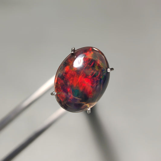 Natural Black Ethiopian Opal Cabochon gemstone cabochon - natural crystal healing stone for jewelry making by Gemivra