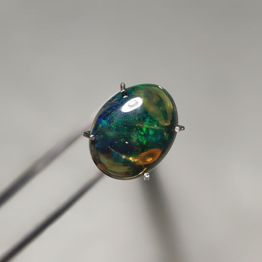 Natural Black Ethiopian Opal Cabochon gemstone cabochon - natural crystal healing stone for jewelry making by Gemivra