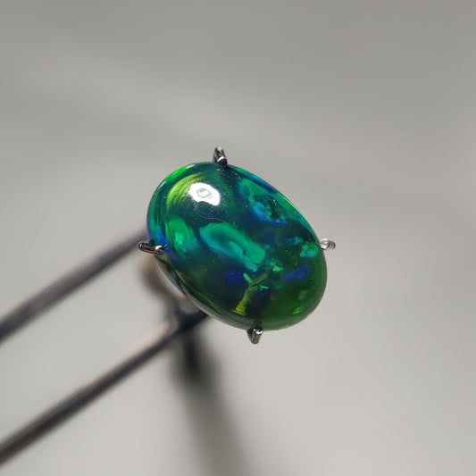 Natural Black Ethiopian Opal Cabochon gemstone cabochon - natural crystal healing stone for jewelry making by Gemivra