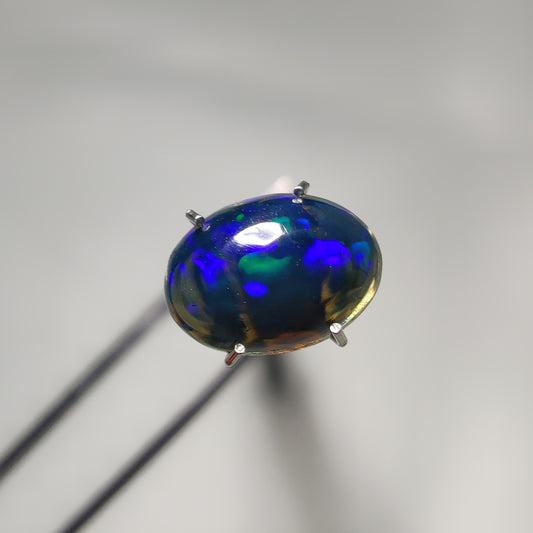 Natural Black Ethiopian Opal Cabochon gemstone cabochon - natural crystal healing stone for jewelry making by Gemivra