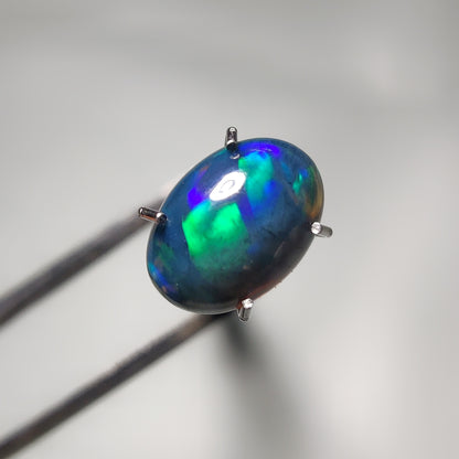 Natural Black Ethiopian Opal Cabochon gemstone cabochon - natural crystal healing stone for jewelry making by Gemivra