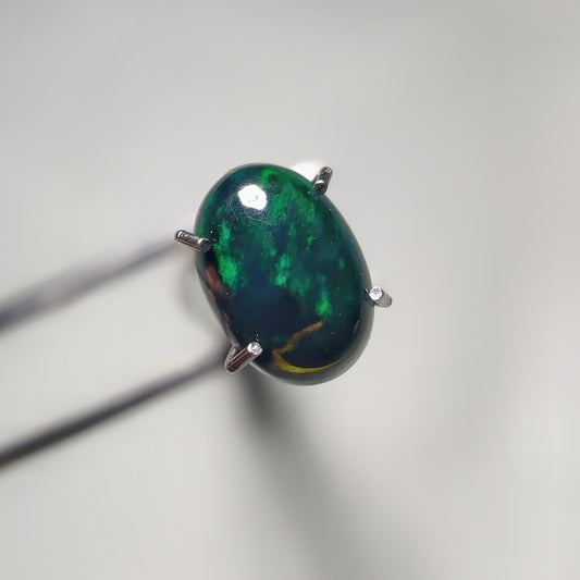 Natural Black Ethiopian Opal Cabochon gemstone cabochon - natural crystal healing stone for jewelry making by Gemivra