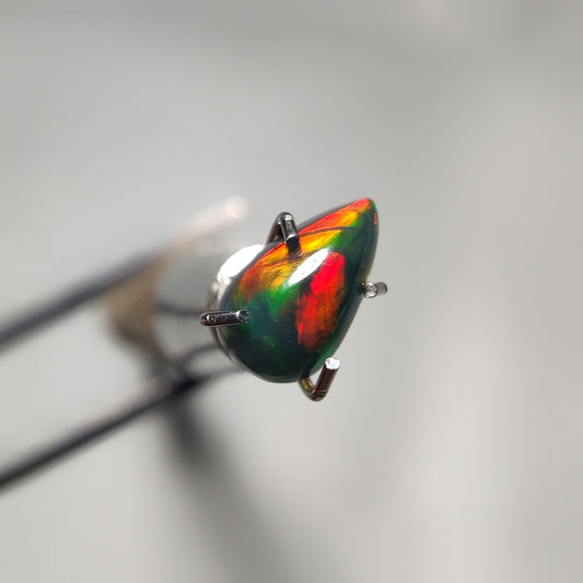 Natural Black Ethiopian Opal Cabochon gemstone cabochon - natural crystal healing stone for jewelry making by Gemivra