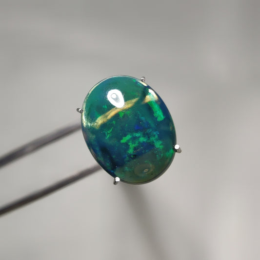 Natural Black Ethiopian Opal Cabochon gemstone cabochon - natural crystal healing stone for jewelry making by Gemivra