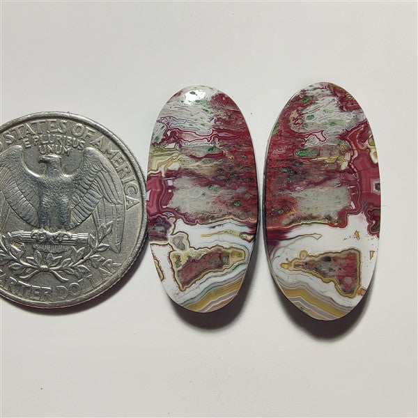 Crazy Lace Agate Pair gemstone cabochon - natural crystal healing stone for jewelry making by Gemivra