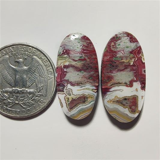 Crazy Lace Agate Pair gemstone cabochon - natural crystal healing stone for jewelry making by Gemivra