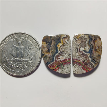 Crazy Lace Agate Pair gemstone cabochon - natural crystal healing stone for jewelry making by Gemivra