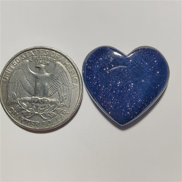 Blue Goldstone Heart gemstone cabochon - natural crystal healing stone for jewelry making by Gemivra