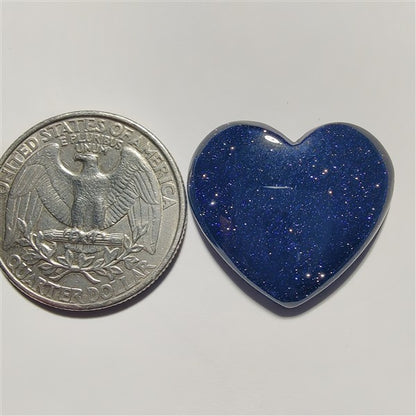 Blue Goldstone Heart gemstone cabochon - natural crystal healing stone for jewelry making by Gemivra