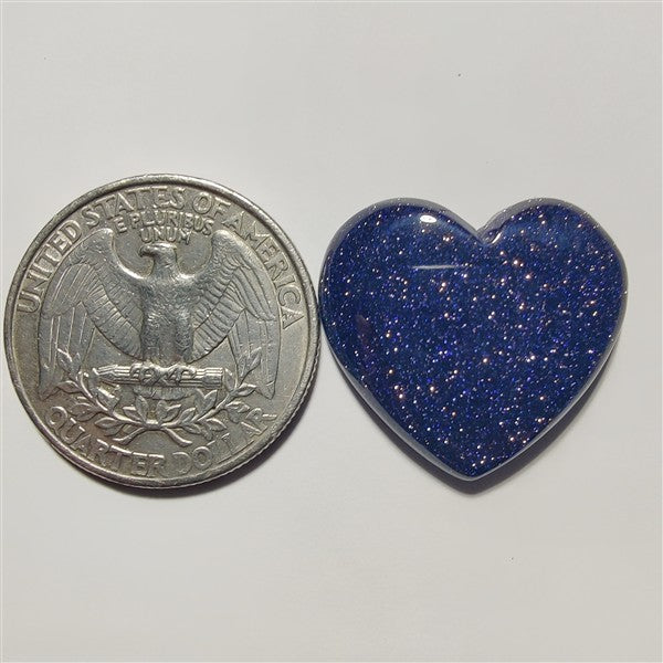 Blue Goldstone Heart gemstone cabochon - natural crystal healing stone for jewelry making by Gemivra