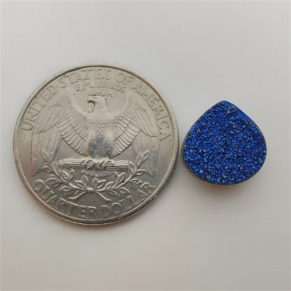 Blue Titanium Coated Quartz Druzy gemstone cabochon - natural crystal healing stone for jewelry making by Gemivra