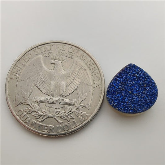 Blue Titanium Coated Quartz Druzy gemstone cabochon - natural crystal healing stone for jewelry making by Gemivra