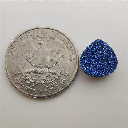 Blue Titanium Coated Quartz Druzy gemstone cabochon - natural crystal healing stone for jewelry making by Gemivra