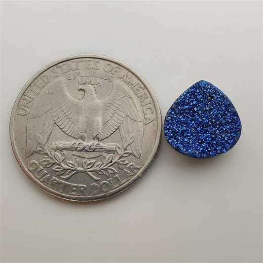 Blue Titanium Coated Quartz Druzy gemstone cabochon - natural crystal healing stone for jewelry making by Gemivra