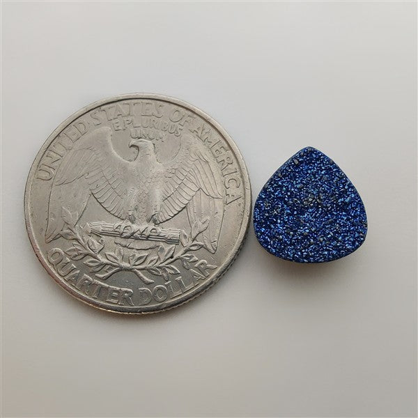 Blue Titanium Coated Quartz Druzy gemstone cabochon - natural crystal healing stone for jewelry making by Gemivra