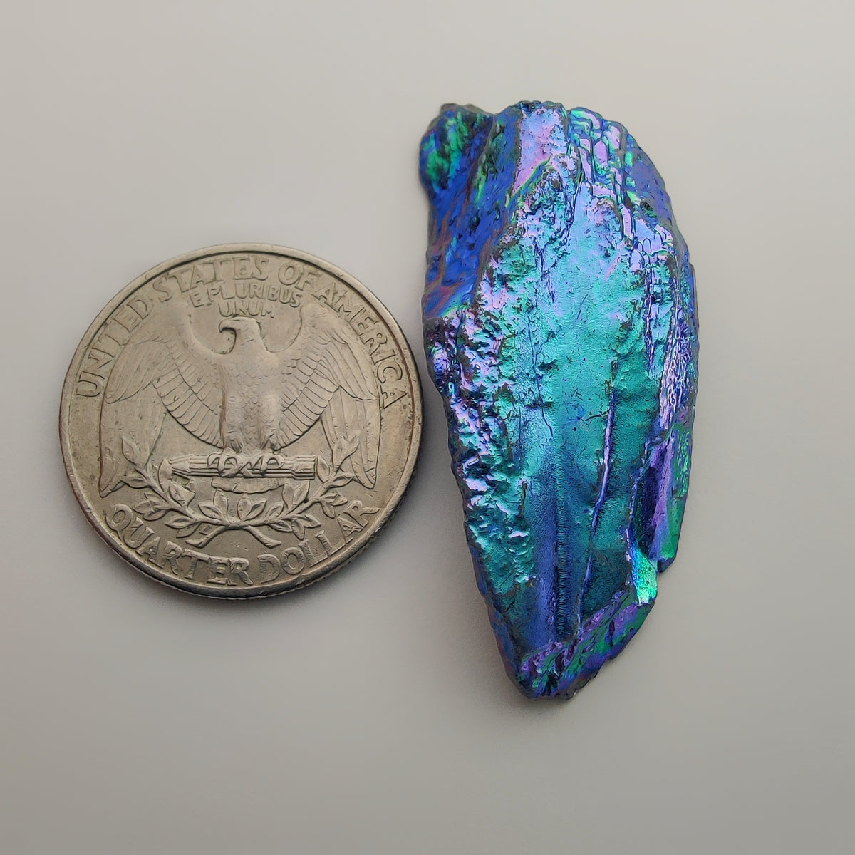 Titanium Coated Quartz Row gemstone cabochon - natural crystal healing stone for jewelry making by Gemivra