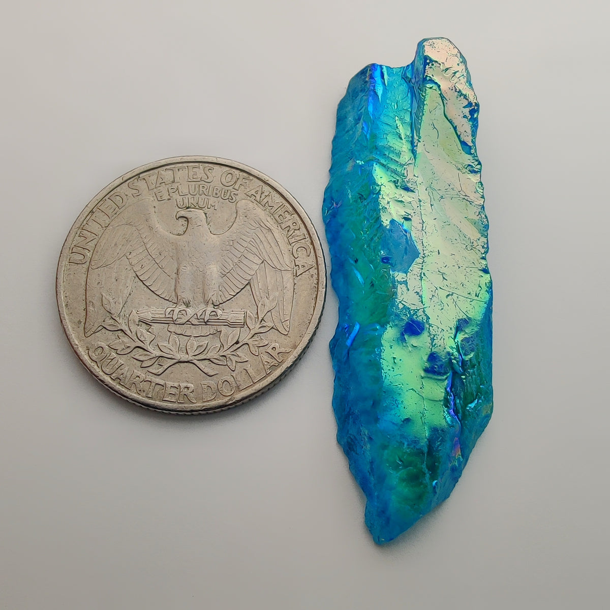 Titanium Coated Quartz Row gemstone cabochon - natural crystal healing stone for jewelry making by Gemivra
